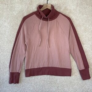 MONROW Funnel Neck Sweatshirt Size Medium M Pink Colorblock